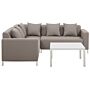 6 Pc Outdoor Sectional Right Hand Sofa Set Taupe Conversation Aluminium Frame W/ Cushions