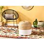 Pouf Ottoman White Jute Eps Beads Filling Round Ø 46 Cm