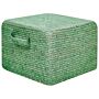 Pouffe Green Jute Eps Beads Filling 45 X 45 X 30 Cm Rectangular With Handles Ottoman