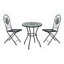 Outsunny 3pc Bistro Set Metal Dining Set Mosaic Garden Table 2 Seater Folding Chairs Patio Furniture Outdoor