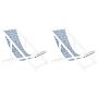 Set Of 2 Sun Lounger Replacement Fabrics White And Blue Polyester Sling Hammock