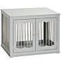 Pawhut Dog Crate End Table With Three Doors, Furniture Style Dog Crate For Medium Dogs With Locks & Latches, Grey