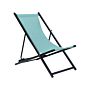 Folding Deck Chair Turquoise Black Textilene Sling Seat Beach Chair Adjustable Backrest Patio Recliner