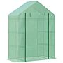 Outsunny Walk-in Greenhouse Portable Gardening Plant Grow House With 2 Tier Shelf, Roll-up Zippered Door And Pe Cover, 141 X 72 X 191 Cm