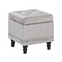 Footstool Light Grey Velvet Upholstery Button Tufted Nailhead Trim Seat Beliani