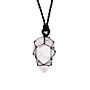 Laced Gemstone Teardrop Pendant - Rock Quartz