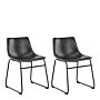 I_oregon Dining Chair In Black With Cream Stitching Set Of 2