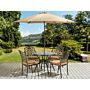 Garden Dining Set Brown Aluminium Outdoor Table 4 Chairs Seat Cushions Retro Parasol Parasol (16 Options)