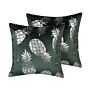 Set Of 2 Decorative Cushions Green Pineapple Pattern 45 X 45 Cm Foil Print