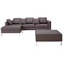 Corner Sofa Brown Leather Upholstered With Ottoman L-shaped Right Hand Orientation Beliani