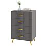 Homcom Bedroom Chest Of Drawers, Modern 4-drawer Dresser, Storage Drawer Unit With Aluminium Legs, Dark Grey