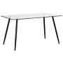 Dining Table Transparent 140 X 80 Cm Glass Top Steel Black Legs Rectangular