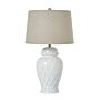 White Ceramic Ginger Jar Lamp With Linen Shade