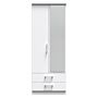 Devon Tall 2 Drawer Mirrored Wardrobe In White