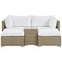 Garden Lounge Set Brown White Cushions Pe Rattan For 2 People 3 Piece Outdoor Set With Side Table Beliani