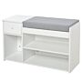 Homcom Multi-storage Shoe Bench W/ Drawer 3 Compartments Cushioned Home Organisation Furniture Tidy Boots Hallway Entryway White