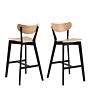 Roxby Bar Stool, Black And Oak Set Of 2