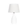 Table Lamp White Ceramic Base Linen Shade 53 Cm Fabric Drum