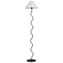 Floor Lamp Black And White Metal Base Plastic Pleated Lamp Shade Vintage