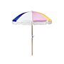 Garden Parasol Multicolour Fabric Beech Wood Pole ⌀ 150 Cm Round Retro Garden Outdoor Umbrella Tilting Uv Resistant