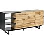 Sideboard Light Wood With Black Chest Of Drawers Storage Unit