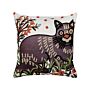 Scatter Cushion Multicolour Cotton Wool 50 X 50 Cm Cat Motif Handmade Embroidered Removable Cover With Filling