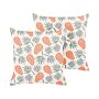 2 Decorative Cushions Orange And Green Polyester 45 X 45 Cm Papaya Print Square Modern Spring Summer