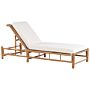 Sun Lounger Natural Bamboo Off - White Three Level Backrest Adjustment Garden Patio Furniture