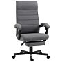 Vinsetto High-back Home Office Chair, Linen Swivel Reclining Chair With Adjustable Height, Footrest And Padded Armrest, Grey