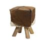 Footstool Animal Print Lambskin Leather Natural Hair On Leather Stool