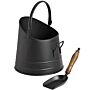 Black Coal Bucket With Teak Handle Shovel