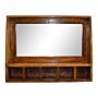 Mango Wood Wall Shelf With Mirror & Storage Slots