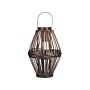 Candle Lantern Dark Wood Bamboo Wood 43 Cm With Glass Candle Holder Boho Style Indoor