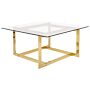 Coffee Table Gold Metal Frame Glass Square Top Geometric