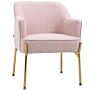 Homcom Fabric Accent Chair, Modern Armchair With Metal Legs, Pink