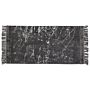 Area Rug Dark Grey Viscose With Cotton Backing With Fringes 80 X 150 Cm Style