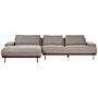 Right Hand Corner Fabric Sofa Light Brown Fabric Metal Legs 3 Seater