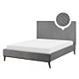 Eu Double Size Bed Grey Fabric 4ft6 Upholstered Frame Honeycomb Quilted