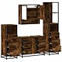 Vidaxl 4 Piece Bathroom Furniture Set Smoked Oak Engineered Wood