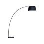 Floor Lamp Black Metal 234 Cm Curved Frame Polycotton Drum Shade Marble Base