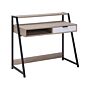 Office Desk Light Wood And Black 100 X 46 Cm Drawer Shelf