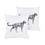 Set Of 2 White Decorative Pillows Cotton 45 X 45 Cm Animal Pattern Modern Traditional Cushions