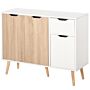 Homcom Sideboard Floor Standing Storage Cabinet With Drawer, Natural