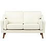 2 Seater Sofa Off-white Fabric Oak Wood Legs Classic Mid-century