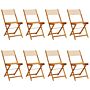 Vidaxl Folding Garden Chairs 8 Pcs Beige Fabric And Solid Wood