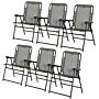 Outsunny Set Of 6 Patio Folding Chair Set, Garden Portable Chairs W/ Armrest, Breathable Mesh Fabric Seat, Backrest, For Camping, Grey