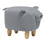 Animal Pig Children Stool Grey Fabric Wooden Legs Nursery Footstool