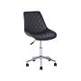 Swivel Office Chair Black With Silver Base Faux Leather Quilted Upholstery Adjustable Height