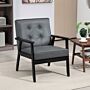 Homcom Accent Chair, Pu Leather Armchair, Occasional Chair With Beech Wood Frame For Living Room Reception Bedroom Balcony, Grey And Black