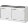 Homcom Shoe Storage With Seat, Upholstered Entryway Bench, Shoe Bench With 2 Flip Drawers And 2 Vents For 8 Pairs Of Shoes